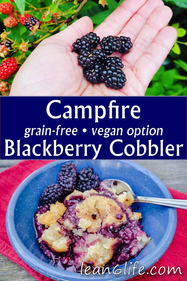 Campfire Blackberry Cobbler is a perfect recipe for summer cookouts and camping. Grain-free and vegan option included.